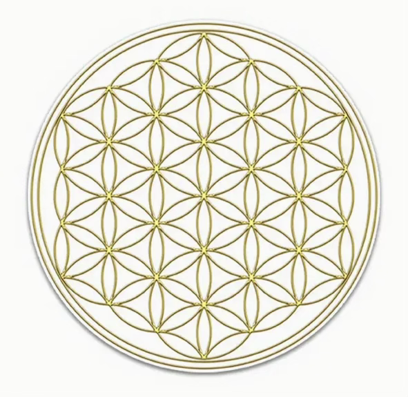 vinyl decal gold flower of life on white background with peel off sticky back